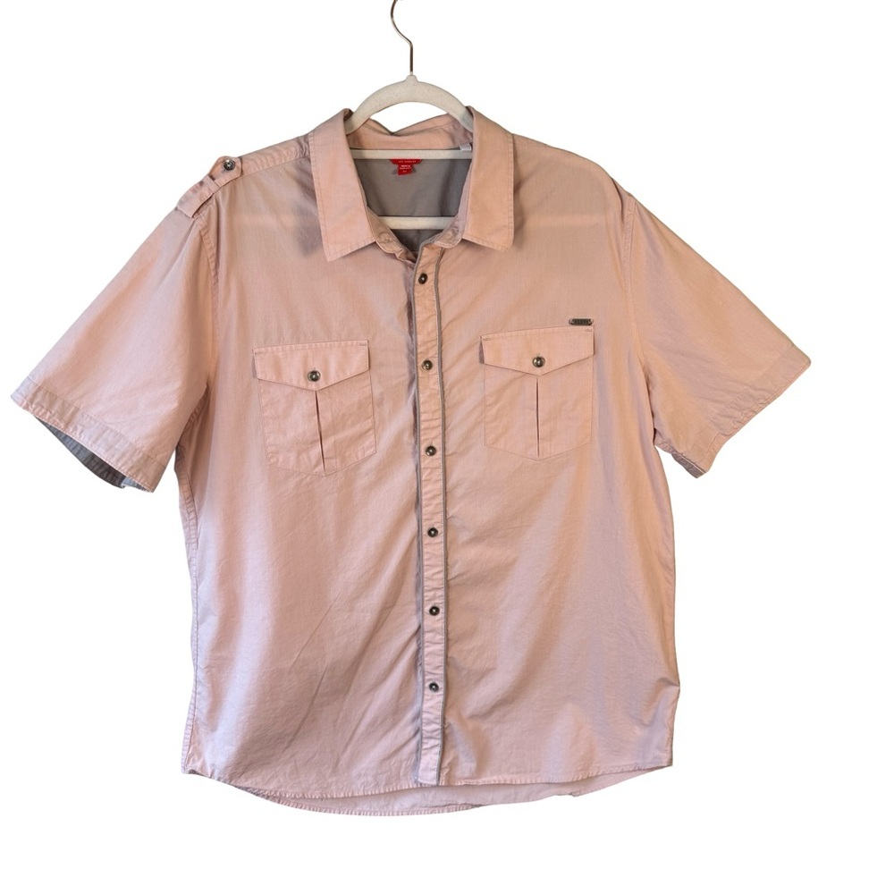 Guess Men's Light Pink Button Down Shirt Size XL Neutral Utility Festival